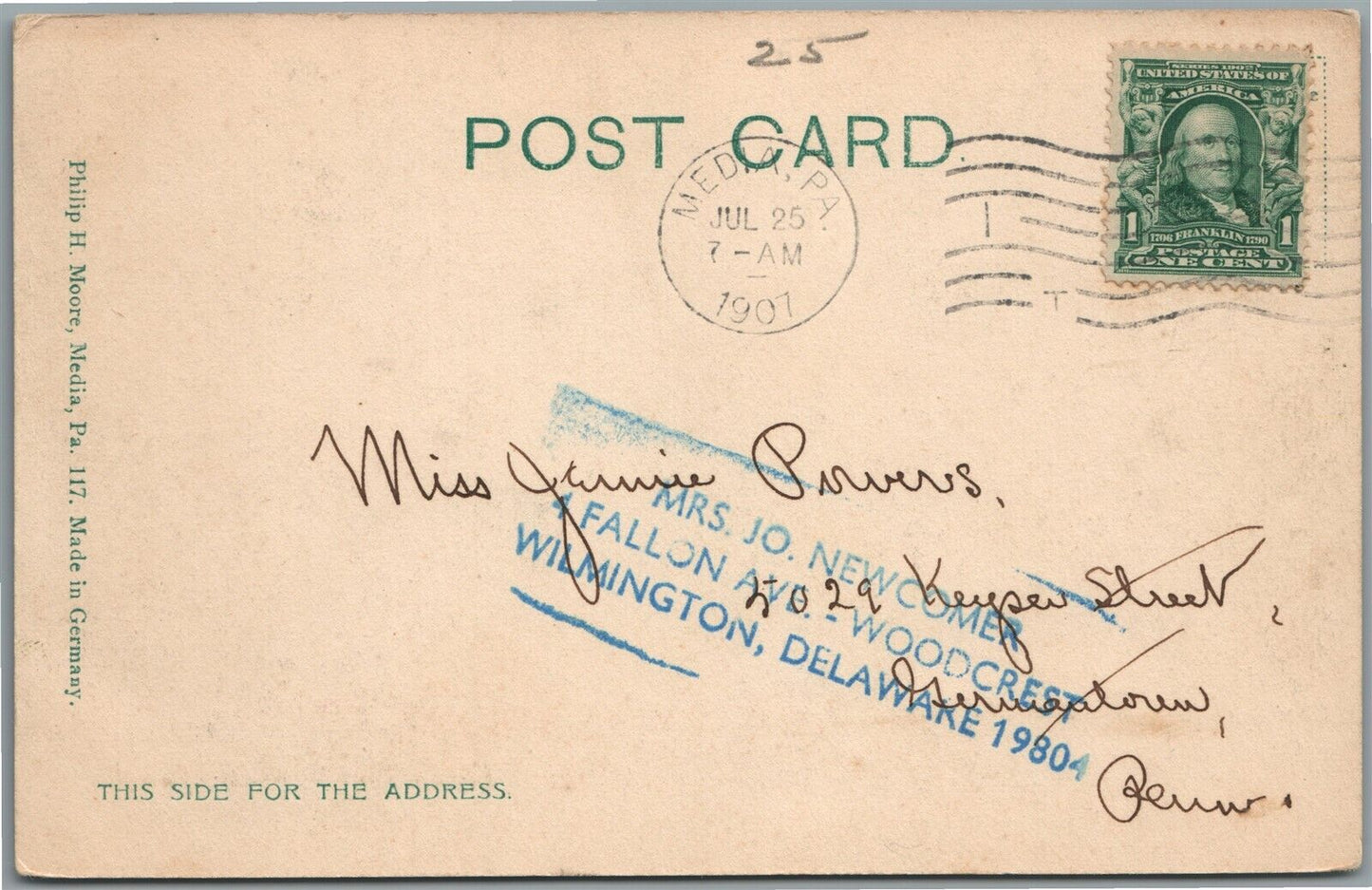 MOYLAN PA BOATING ON RIDLEY CREEK ANTIQUE POSTCARD