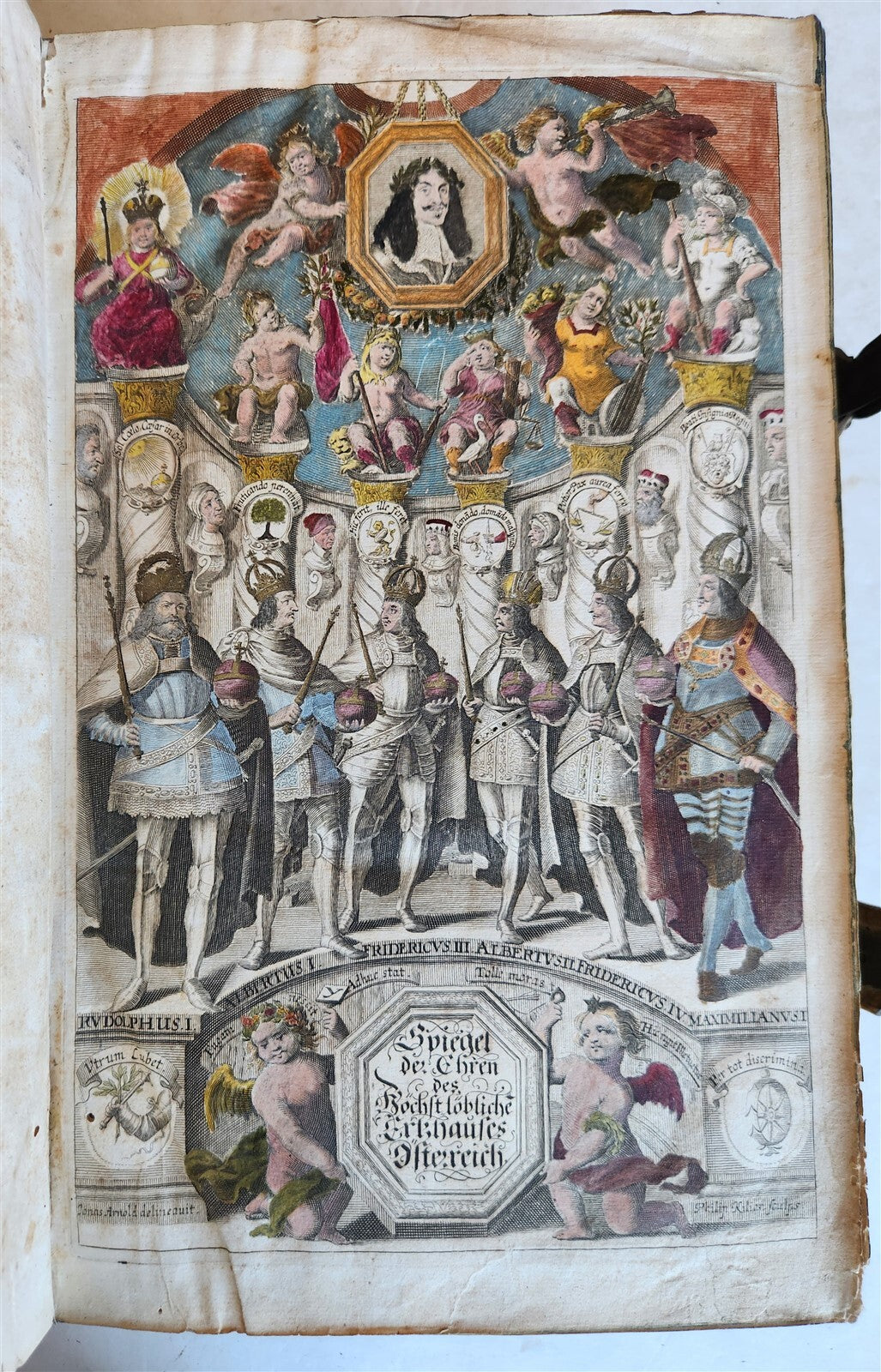 1668 HISTORY of AUSTRIA antique ILLUSTRATED w/ 200 PLATES PIGSKIN BOUND FOLIO