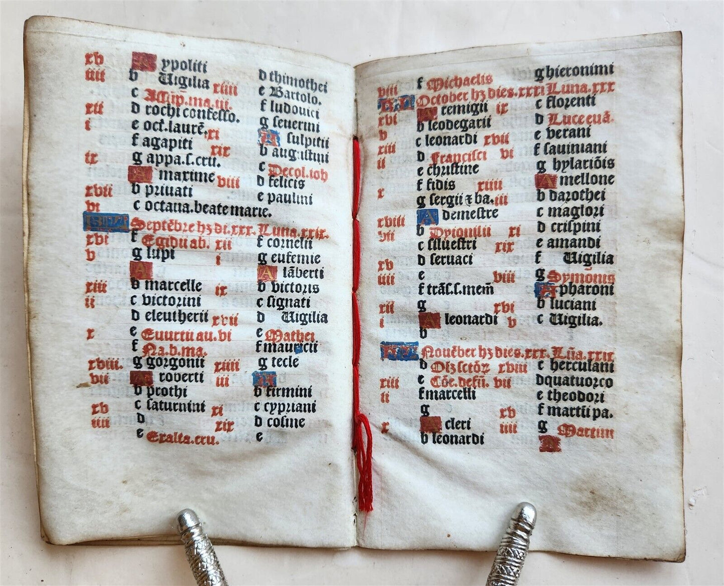 1519 BOOK OF HOURS PRINTED on VELLUM FRAGMENT antique POST-INCUNABULA scarce
