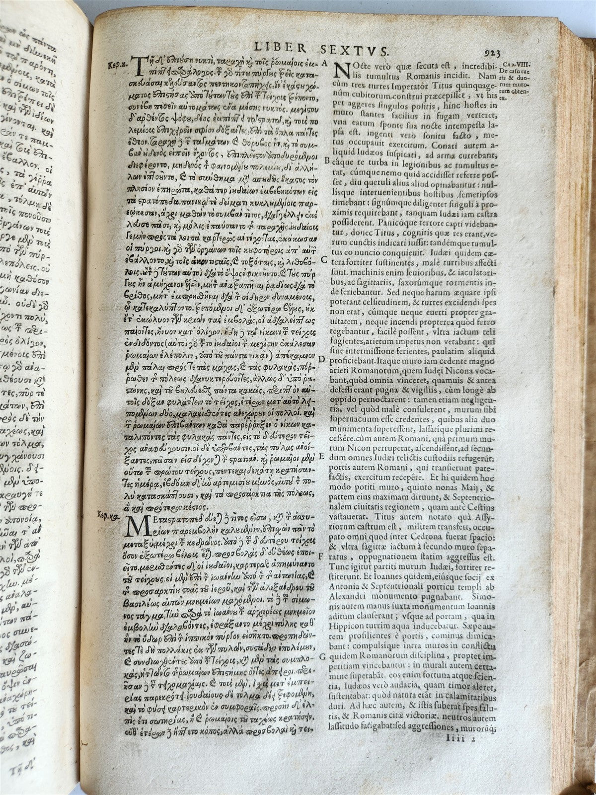 1611 FLAVIUS JOSEPHUS GREEK LATIN EDITION antique FOLIO
