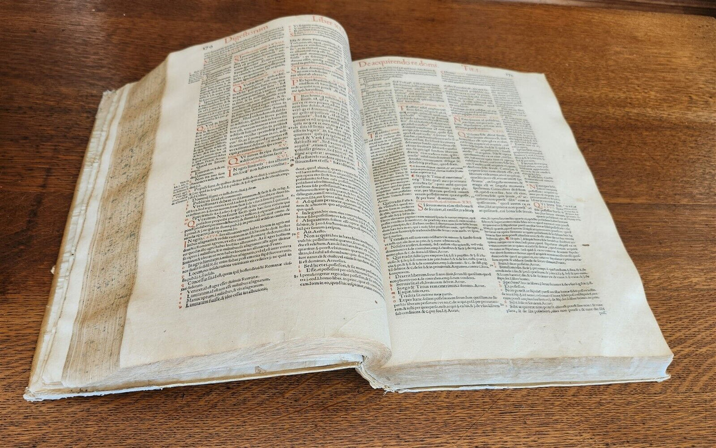 1556 LAW BOOK Corpus Juris Civilis DIGESTUM NOVUM antique MASSIVE FOLIO vellum