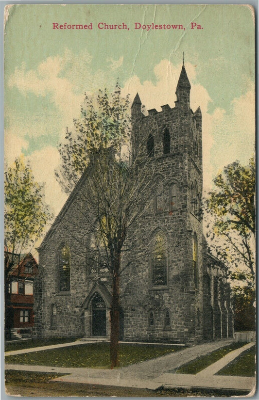 DOYLESTOWN PA REFORMED CHURCH ANTIQUE POSTCARD