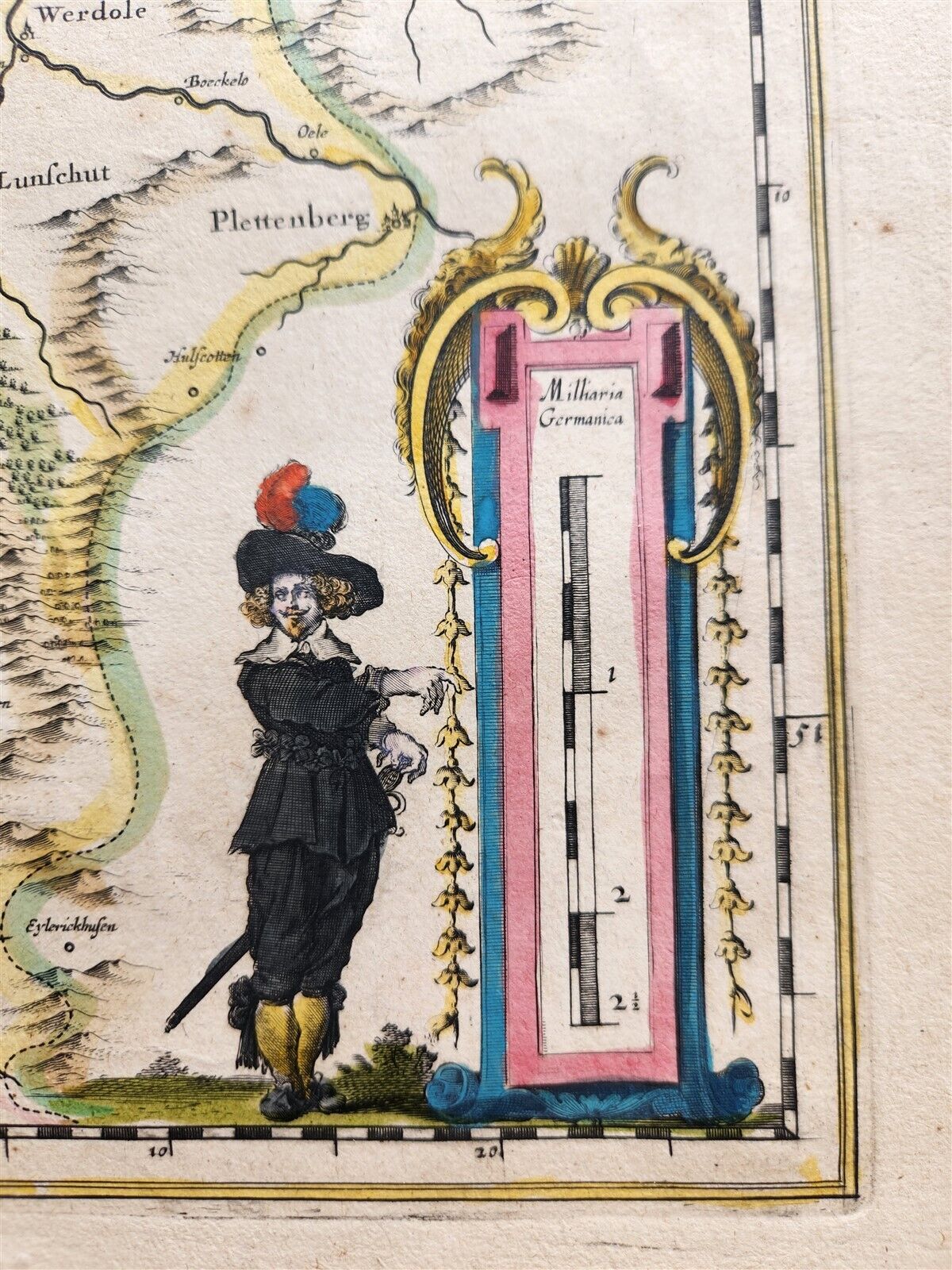 1640 MAP of GERMANY RAVENSBERG by WILLEM BLAEU antique AUTHENTIC hand colored