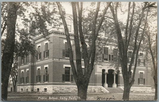 CAMP POINT IL PUBLIC SCHOOL ANTIQUE REAL PHOTO POSTCARD RPPC