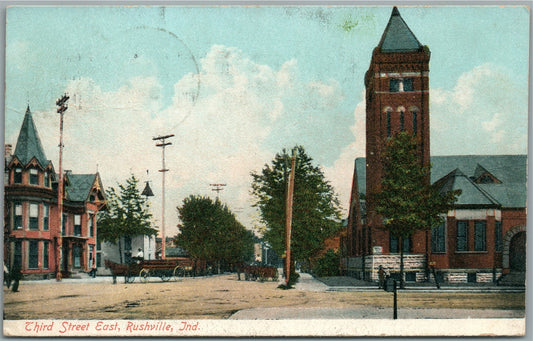 RUSHVILLE IN THIRD STREET ANTIQUE POSTCARD