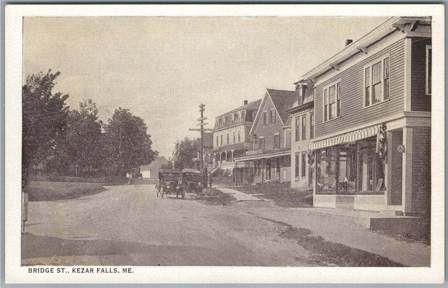 KEZAR FALLS ME BRIDGE STREET ANTIQUE POSTCARD
