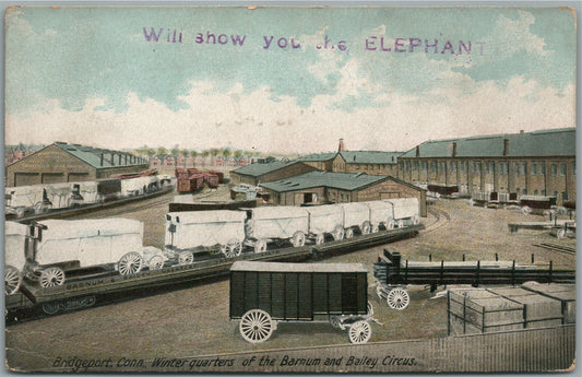 BRIDGEPORT CT BARNUM & BAILEY CIRCUS WINTER QUARTERS ANTIQUE POSTCARD