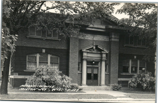 MILTON JCT WI MASONIC TEMPLE VINTAGE REAL PHOTO POSTCARD RPPC