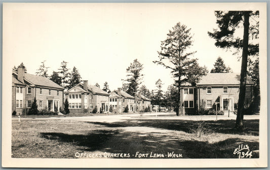 FORT LEWIS WA MILITARY BASE OFFICER'S QUARTERS VINTAGE REAL PHOTO POSTCARD RPPC