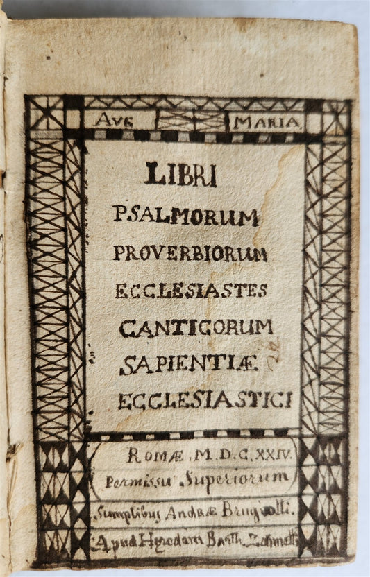 1624 LIBRI PSALMORUM antique VELLUM BINDING Bible Psalms