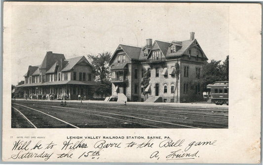 SAYRE PA RAILROAD STATION RAILWAY DEPOT ANTIQUE POSTCARD