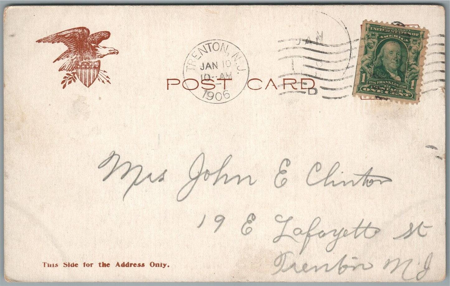 HAMILTON OH CAMPELL AVE. PARK ANTIQUE POSTCARD