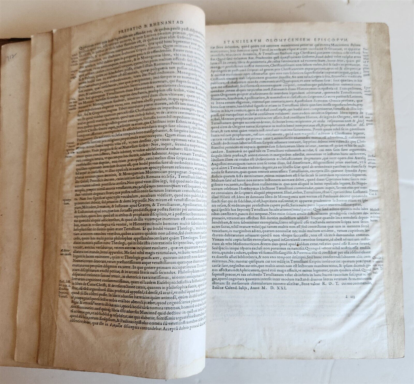 1580 OPERA TERTULLIANI antique FOLIO 16th CENTURY