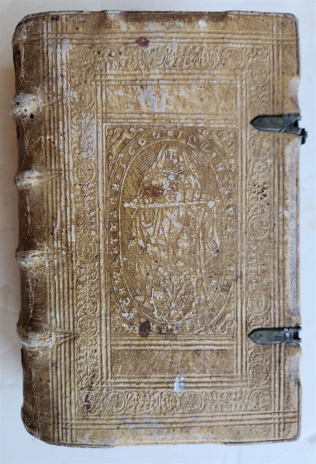 1604 SERMONS of Maurice Hylaret antique PIGSKIN BINDING UNICORN TITLEPIECE