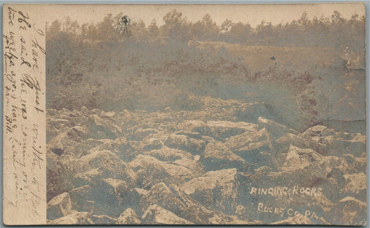 RINGING ROCKS BUCKS COUNTY PA SCENE ANTIQUE REAL PHOTO POSTCARD RPPC
