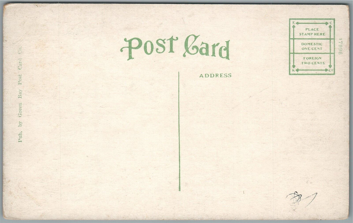 GREEN BAY WI CHERRY STREET ANTIQUE POSTCARD