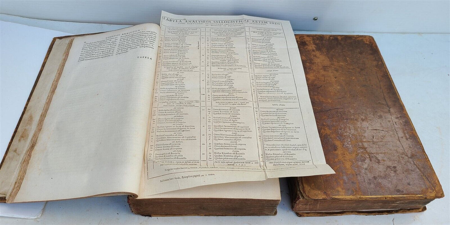 1619 ARISTOTLE OPERA OMNIA 2 MASSIVE FOLIOS antique GREEK & LATIN