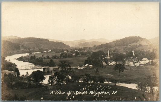 SOUTH ROYALTON VT BIRDS EYE VIEW ANTIQUE REAL PHOTO POSTCARD RPPC