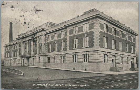 WHEELING WV RAILROAD STATION RAILWAY DEPOT ANTIQUE POSTCARD