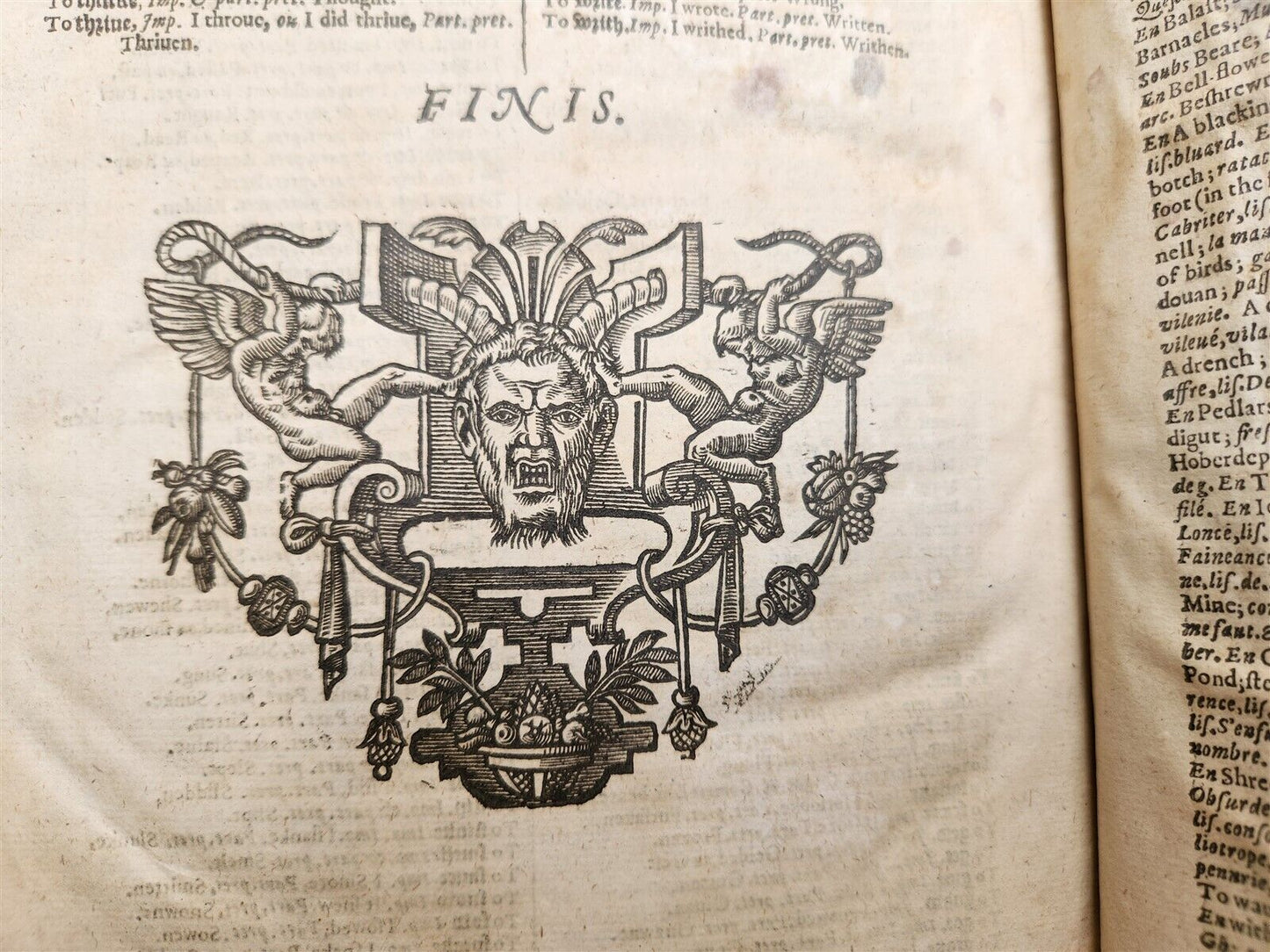 1632 DICTIONARIE of FRENCH & ENGLISH TONGUES by Randle Cotgrave antique ENGLISH