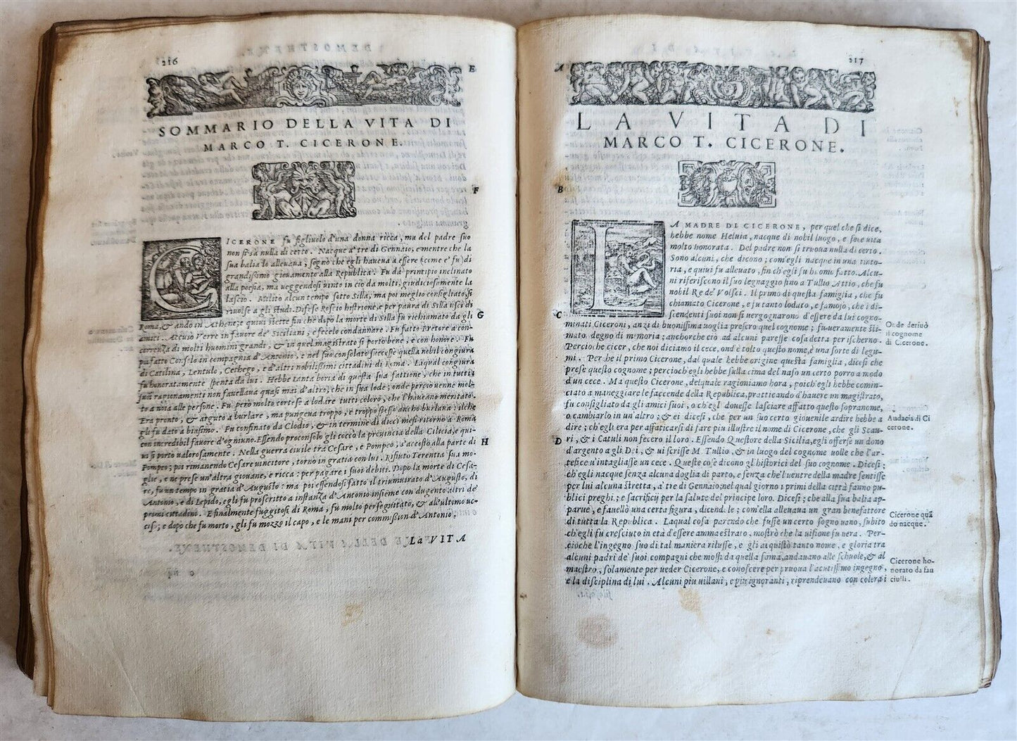 1566 LIFE of PLUTARCH 2 VOLUMES antique in ITALIAN 16th CENTURY VELLUM BOUND
