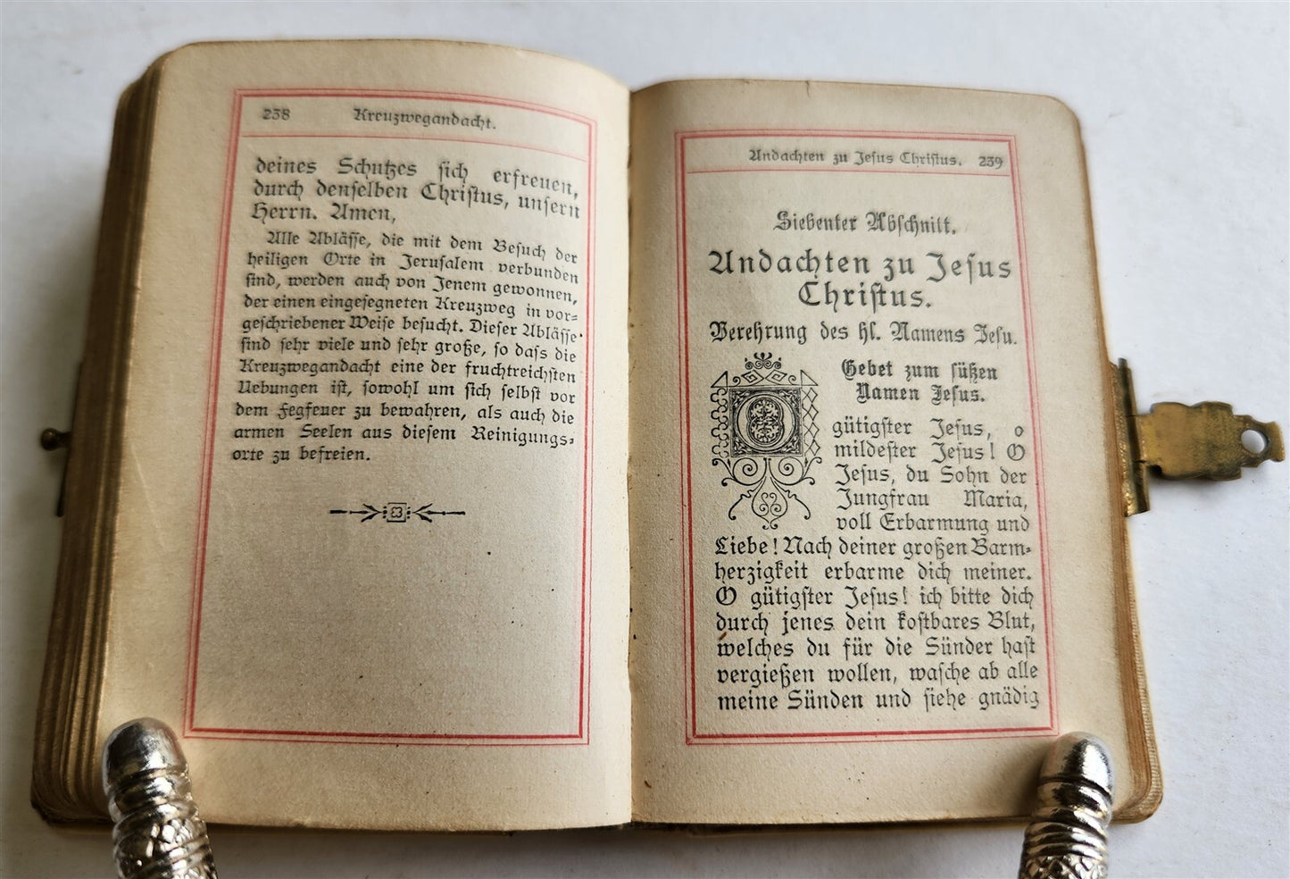 1890 GERMAN PRAYER BOOK w/ MOTHER OF PEARL BINDING antique