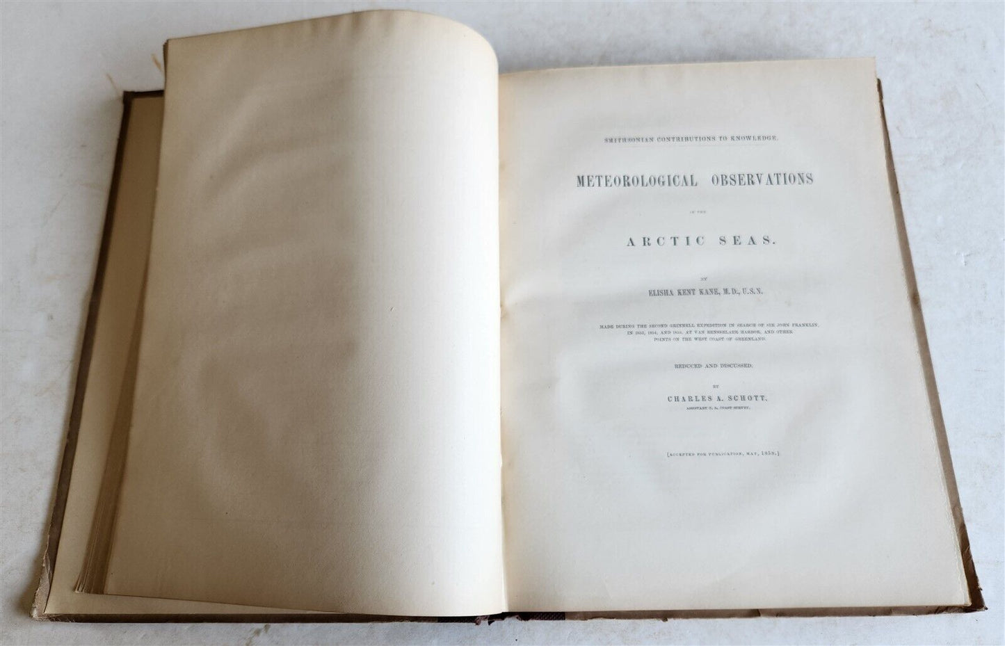 1860 MAGNETICAL OBSERVATIONS IN THE ARCTIC SEAS Antique by E. Kane & C. Schott