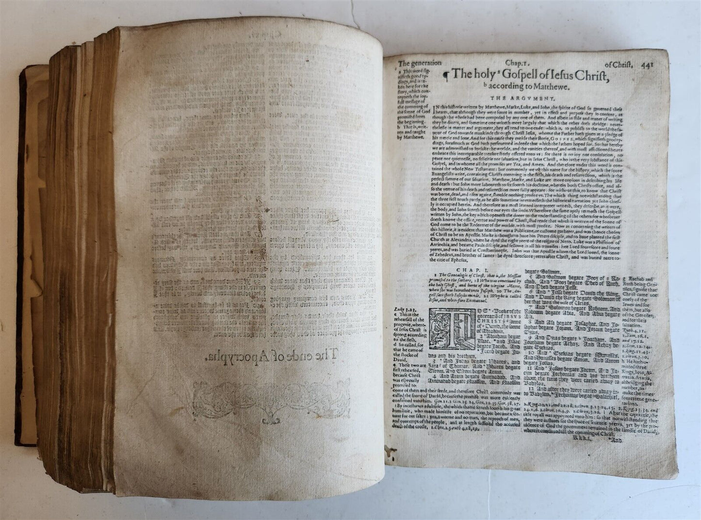 1594 BIBLE in ENGLISH antique Old & New Testament CHRISTOPHER BARKER 16th cent.