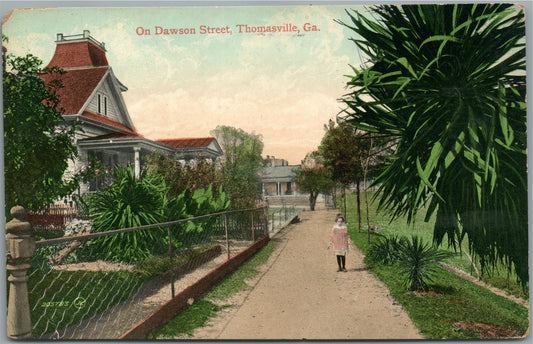 THOMASVILLE GA DAWSON STREET ANTIQUE POSTCARD