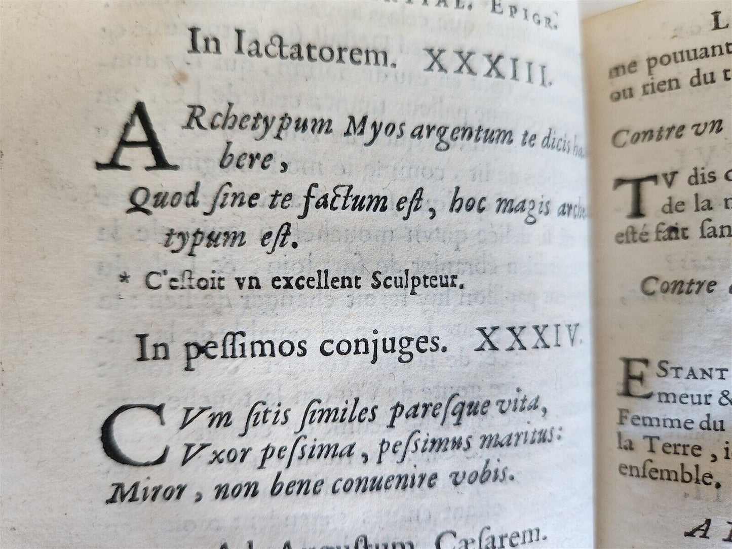 1655 MARTIALIS EPIGRAMMES 2 VOLUMES antique in FRENCH & LATIN
