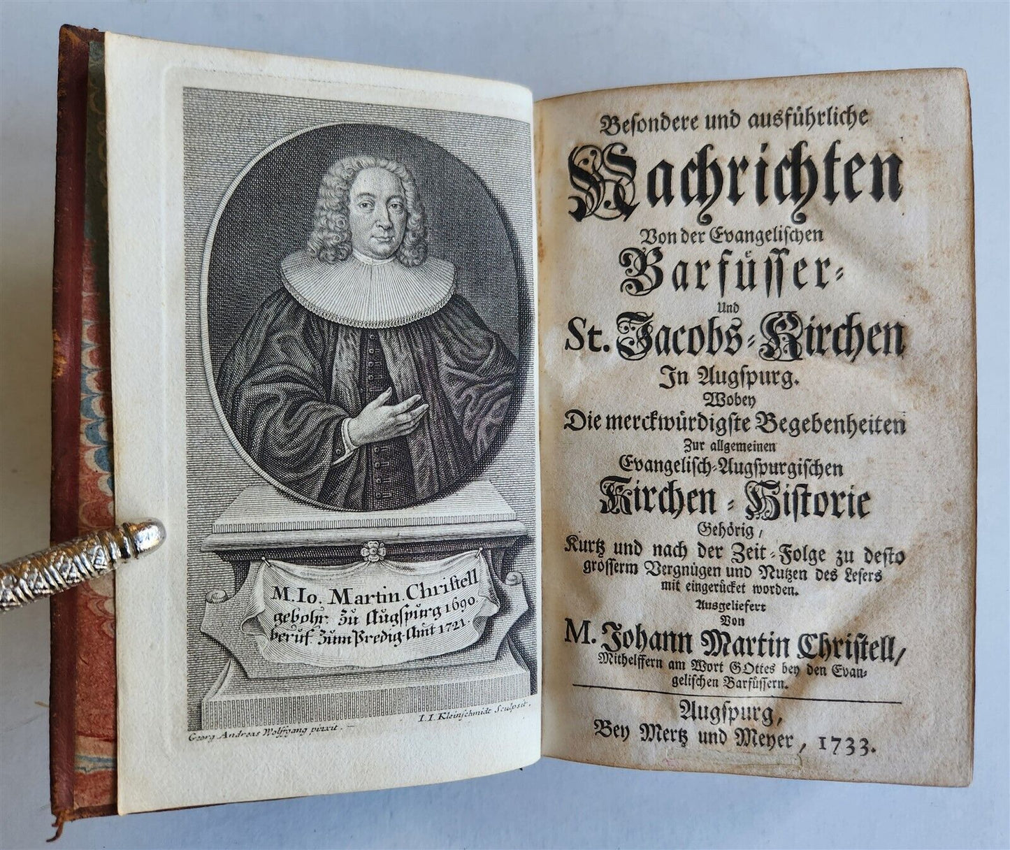 1733 AUGSBURG GERMANY CHURCH HISTORY antique FINE BINDING ILLUSTRATED w/PLATES