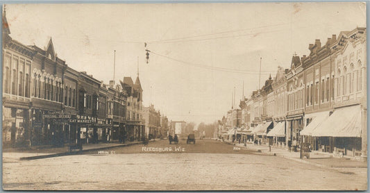 REEDSBURG WI MAIN STREET ANTIQUE REAL PHOTO POSTCARD RPPC