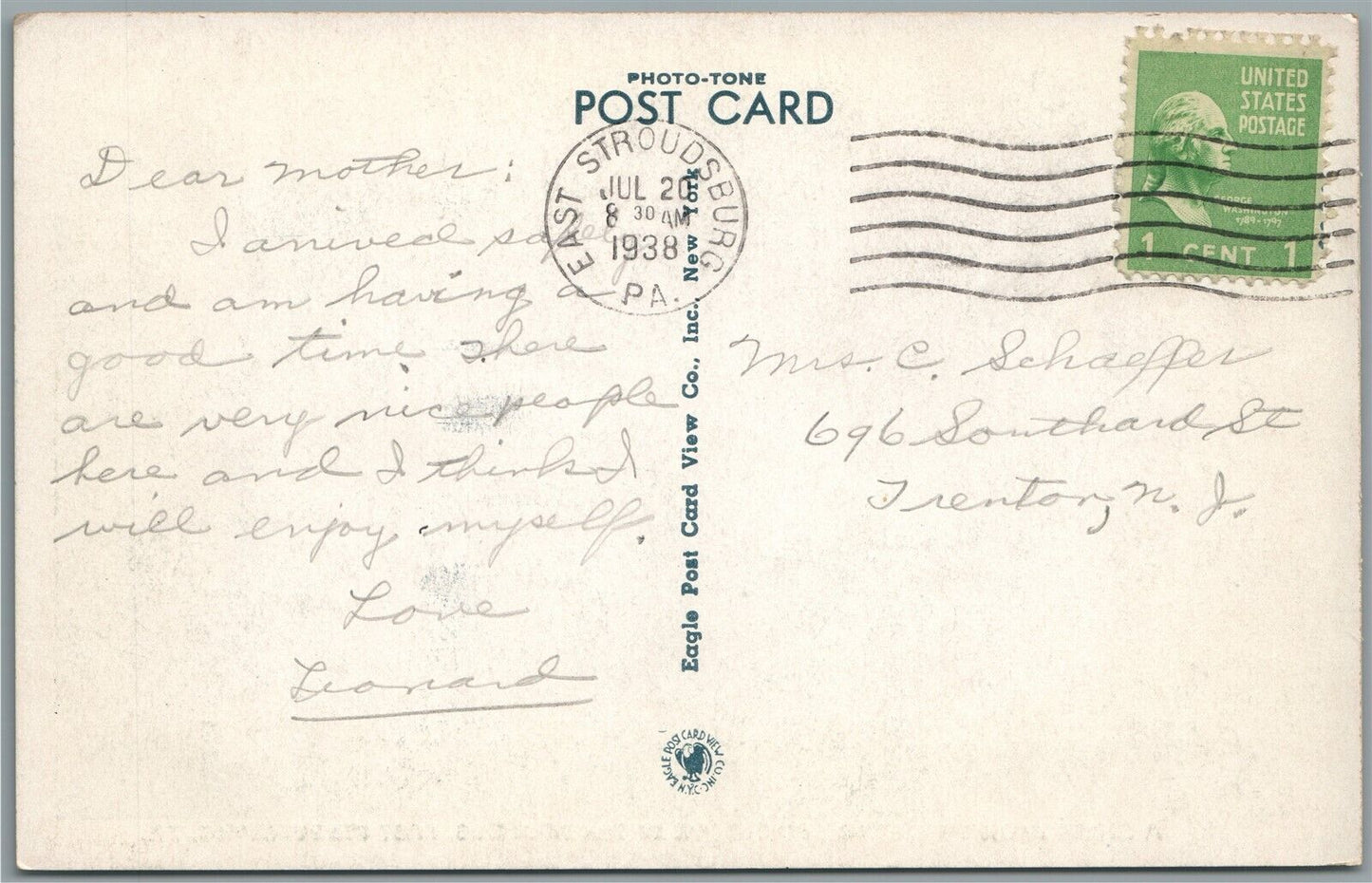 EAST STROUDSBURG PA SCENE FROM BRIDGE PINESBOOK in POCONOS ANTIQUE POSTCARD