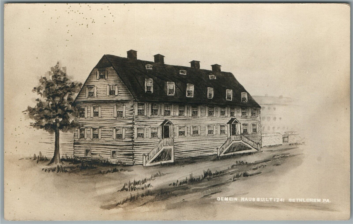BETHLEHEM PA GEMEIN HAUS ANTIQUE REAL PHOTO POSTCARD RPPC