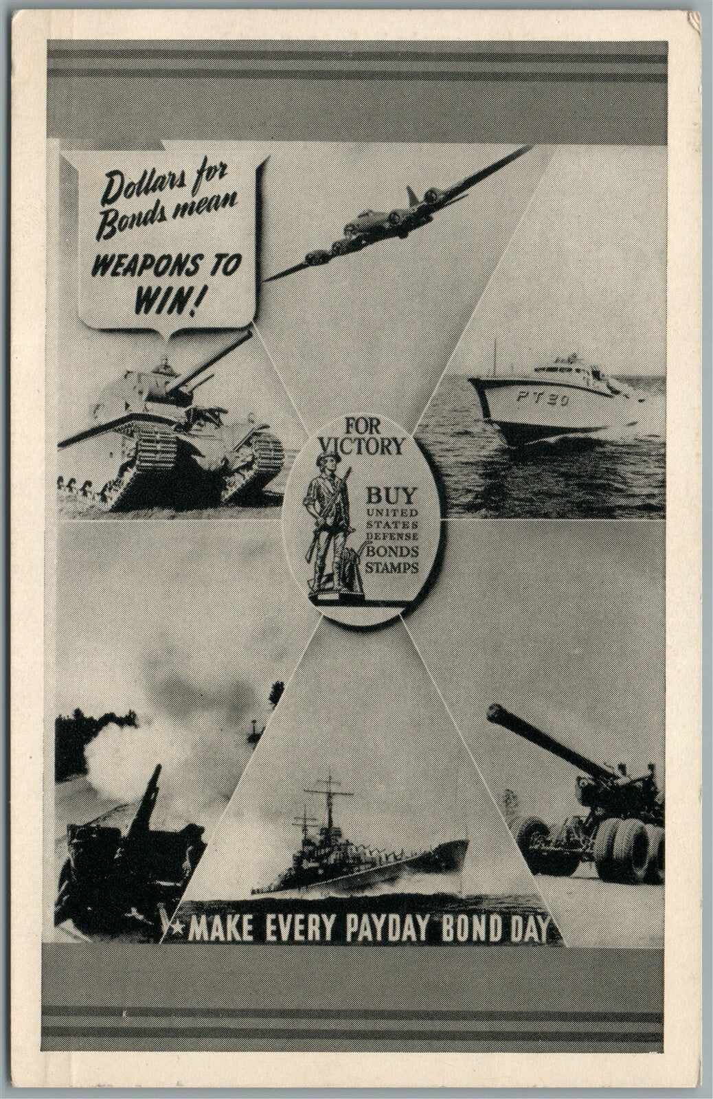 VICTORY BONDS ADVERTISING WWII ERA ANTIQUE POSTCARD