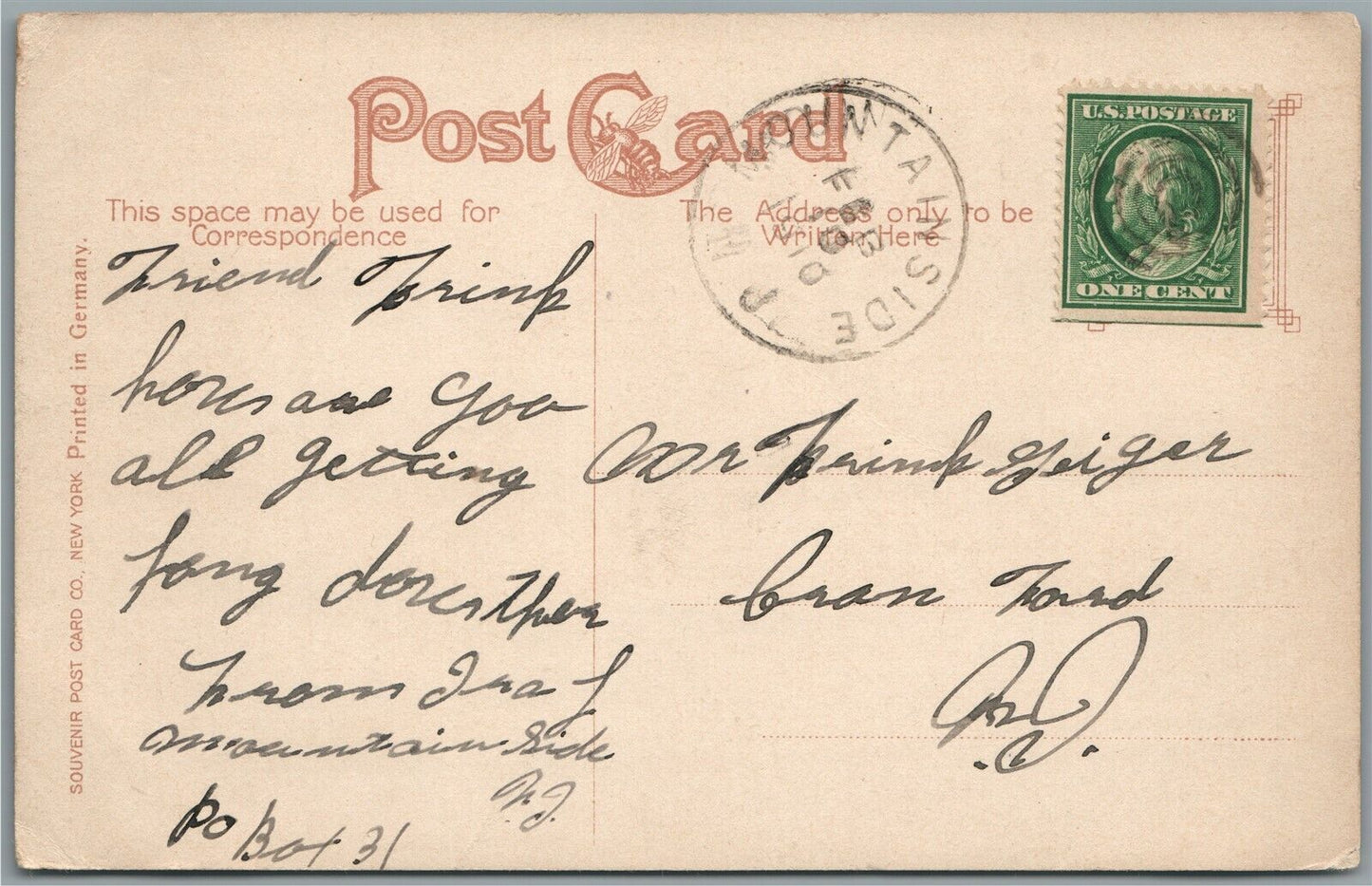 WESTFIELD NJ RAILROAD STATION RAILWAY DEPOT ANTIQUE POSTCARD
