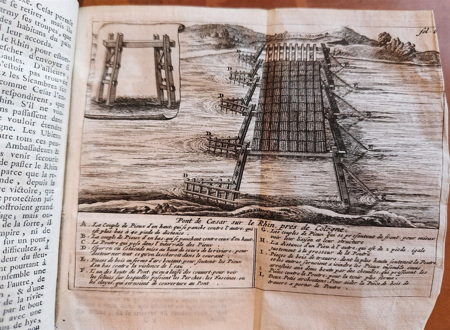 1708 JULIS CAESAR COMMENTARIES antique