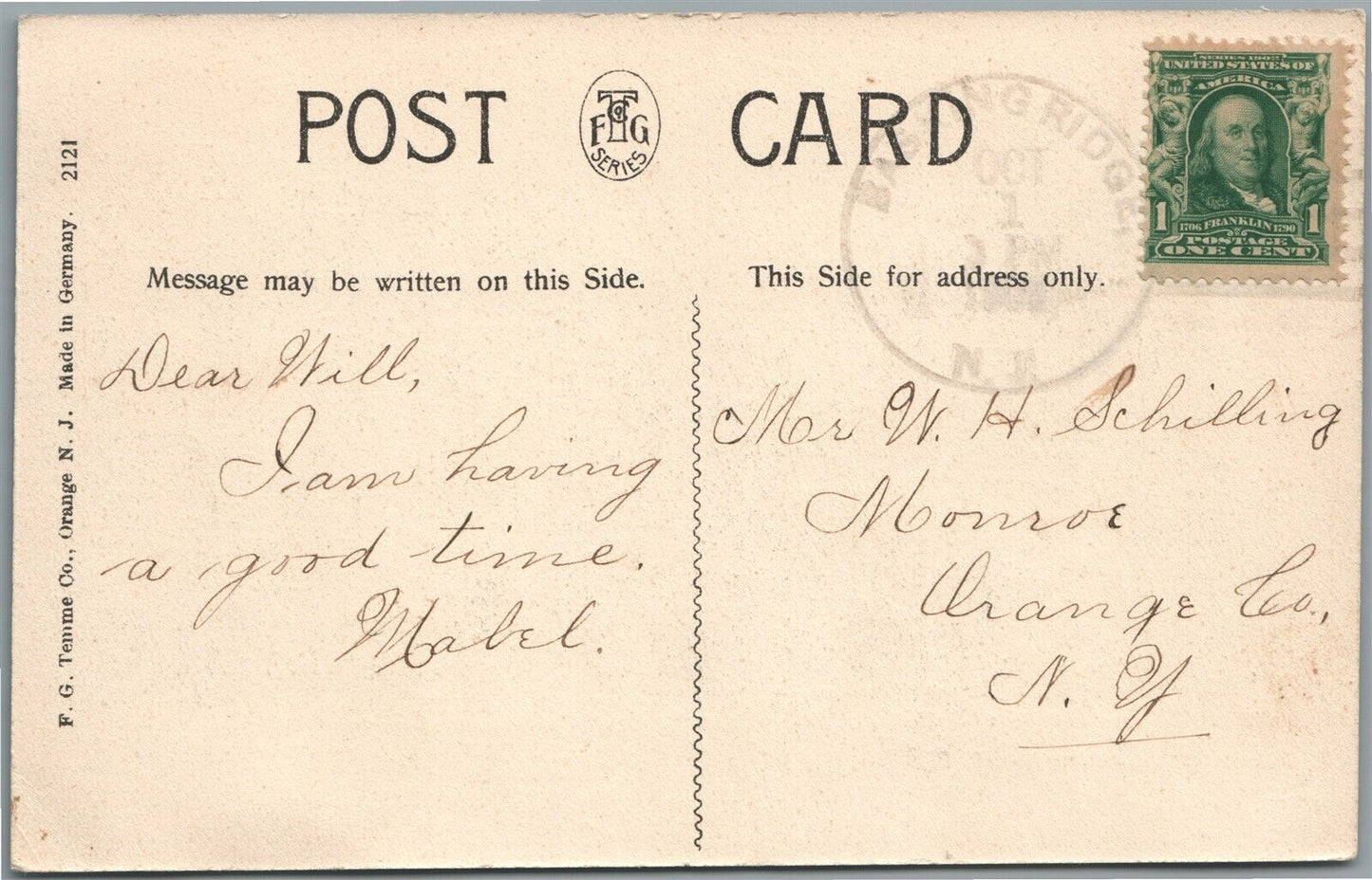 BERNARDSVILLE NJ PUBLIC SCHOOL ANTIQUE POSTCARD