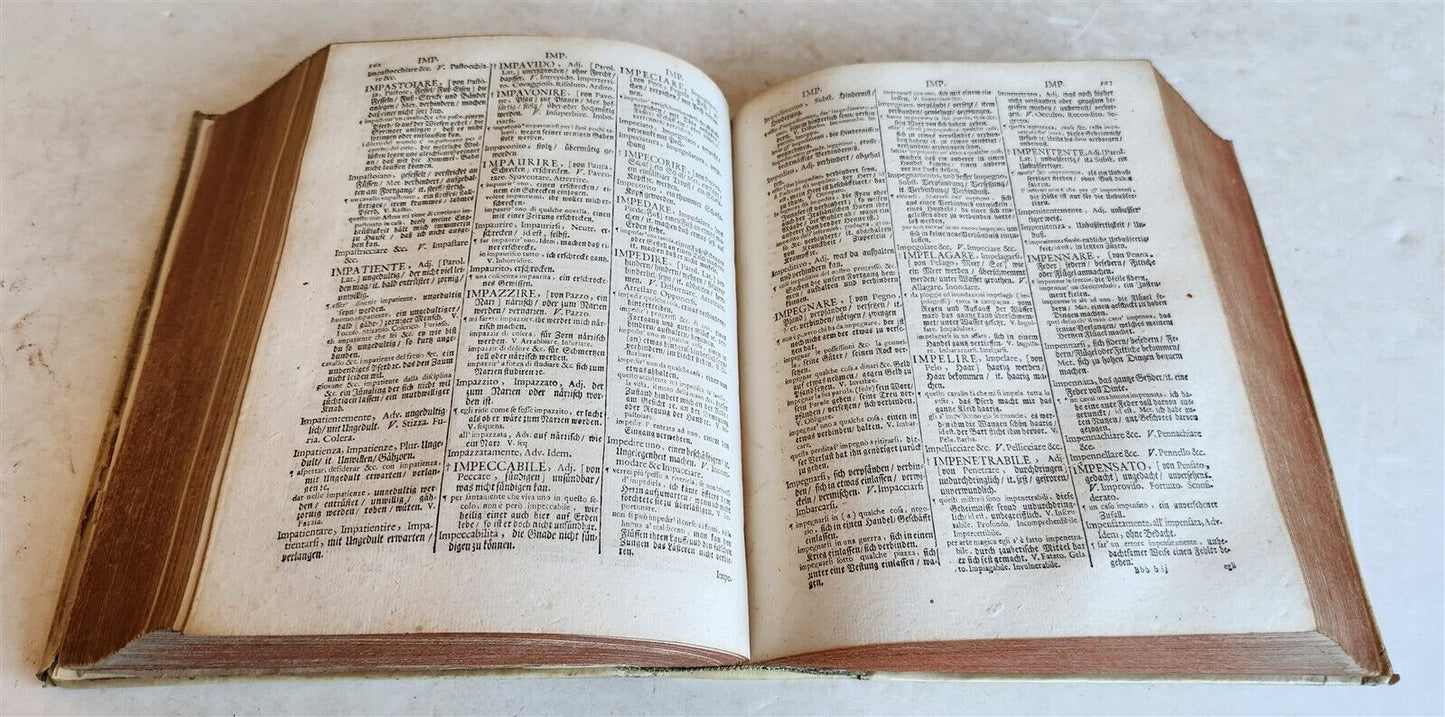 1693 ITALIAN GERMAN DICTIONARY by M. CRAMER antique VELLUM BOUND
