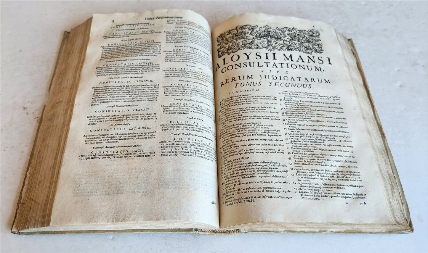 1708 LAW BOOK Consultationum sive rerum judicatarum antique VELLUM BOUND FOLIO