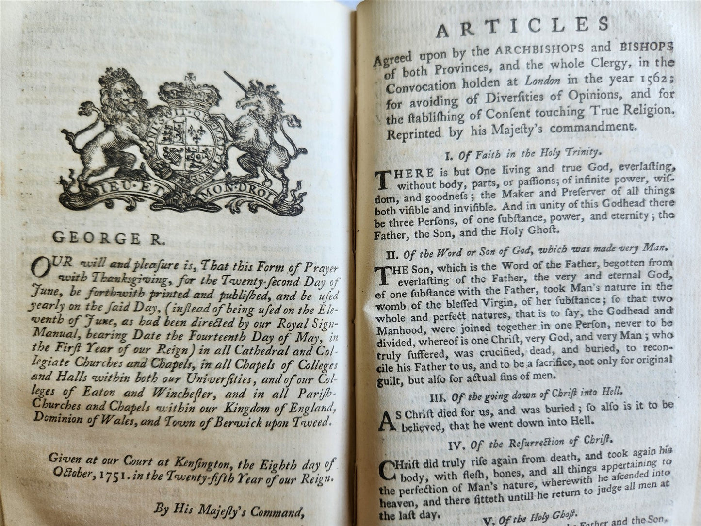 1750 BOOK of COMMON PRAYER w/ PSALTER or PSALMS of DAVID antique in ENGLISH