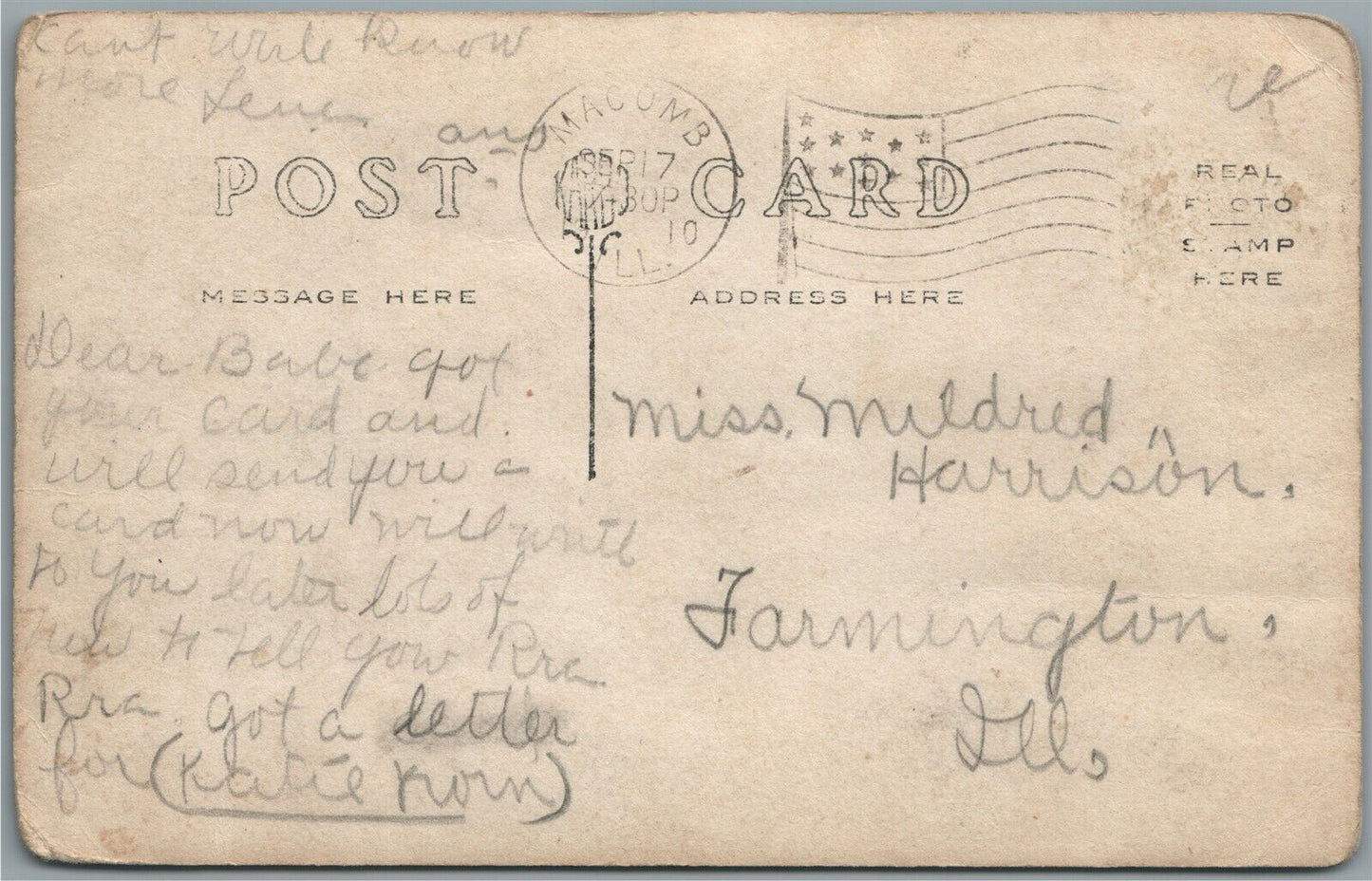 MACOMB IL THIRD WARD SCHOOL ANTIQUE REAL PHOTO POSTCARD RPPC