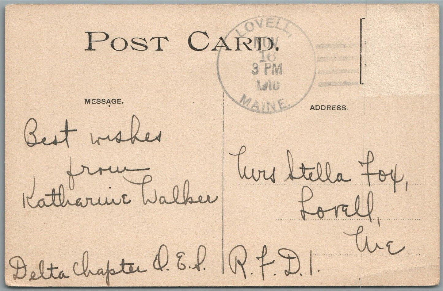 LOVELL ME MAIN STREET 1910 ANTIQUE POSTCARD