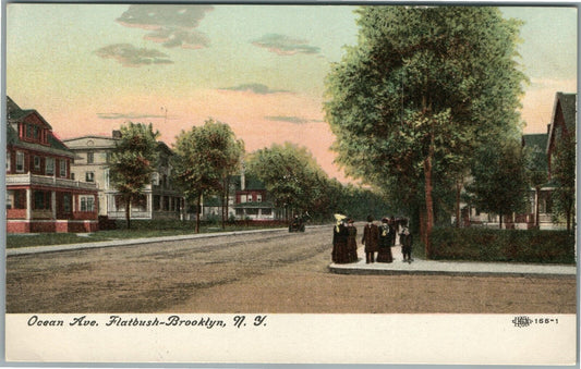 BROOKLYN NY FLATBUSH OCEAN AVENUE ANTIQUE POSTCARD