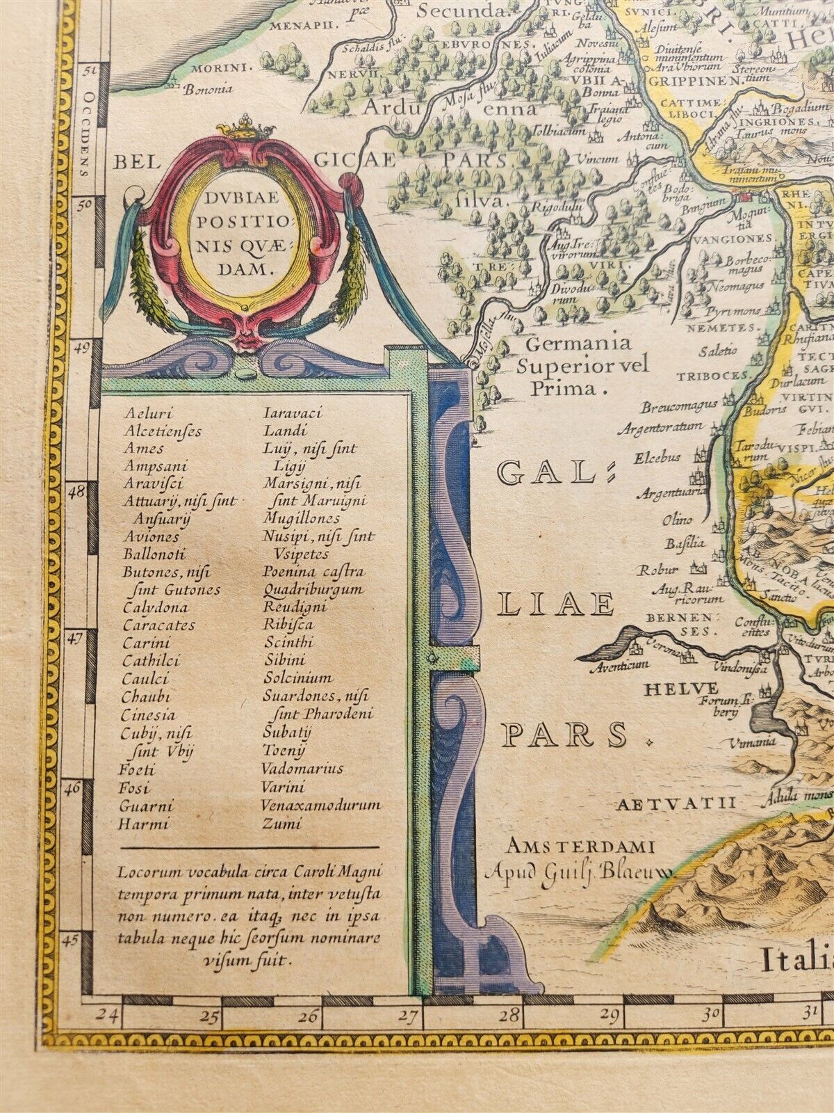 1640 MAP of ANCIENT GERMANY by WILLEM BLAEU antique AUTHENTIC hand colored