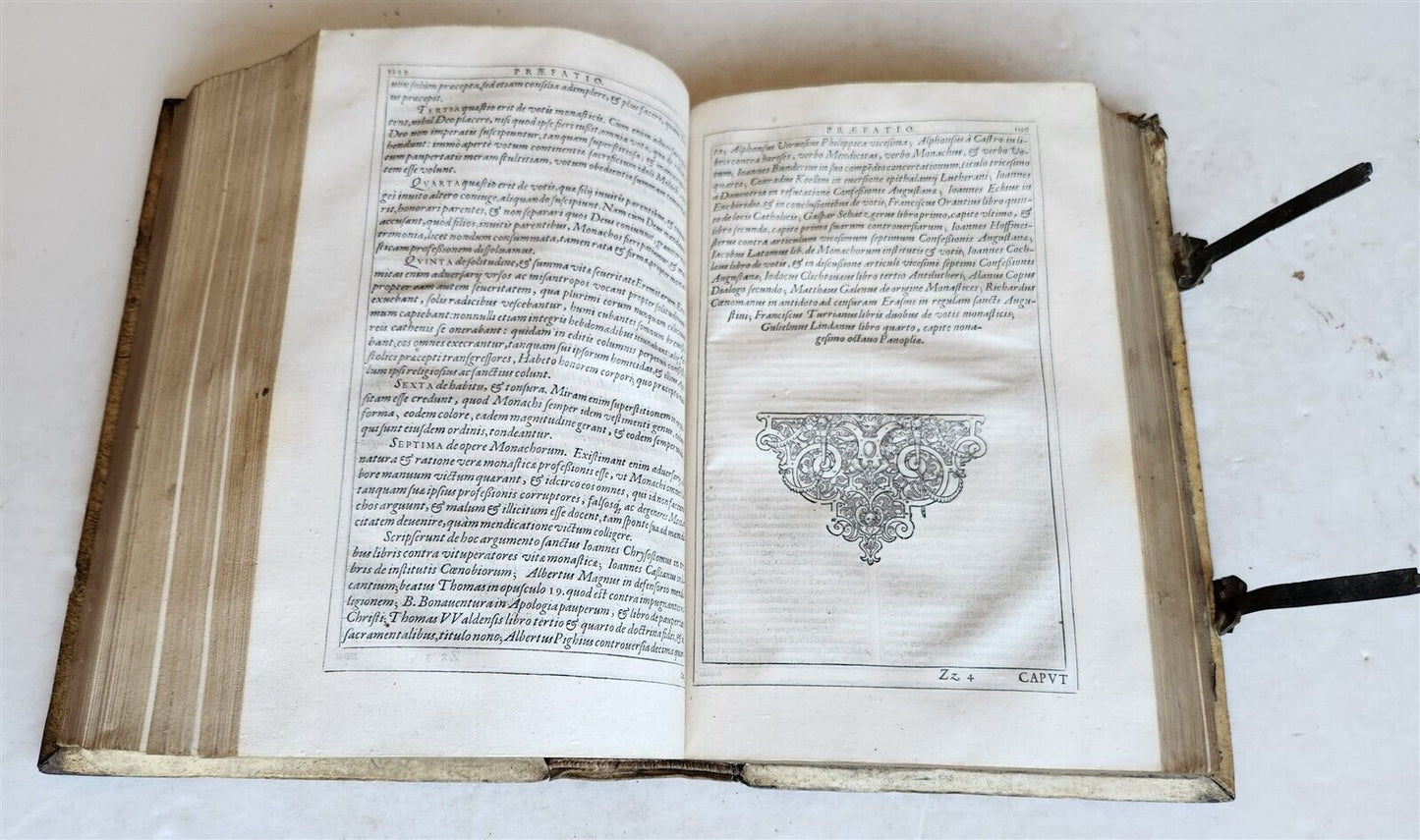 1586 DISPUTATIONES AGAINST HERETICS ROBERTI BELLARMINI antique PIGSKIN FOLIO v.1