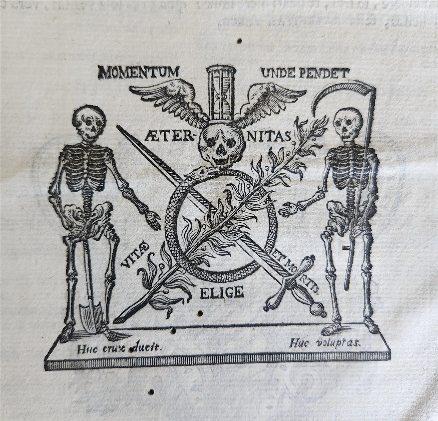 1725 COMMENTARIUS in ECCLESIASTEN PIGSKIN BOUND FOLIO w/ CLASPS antique