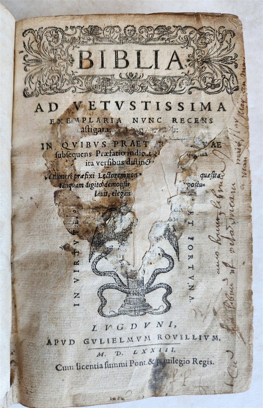 1573 BIBLE in LATIN antique FULLY ILLUSTRATED Old & New Testament