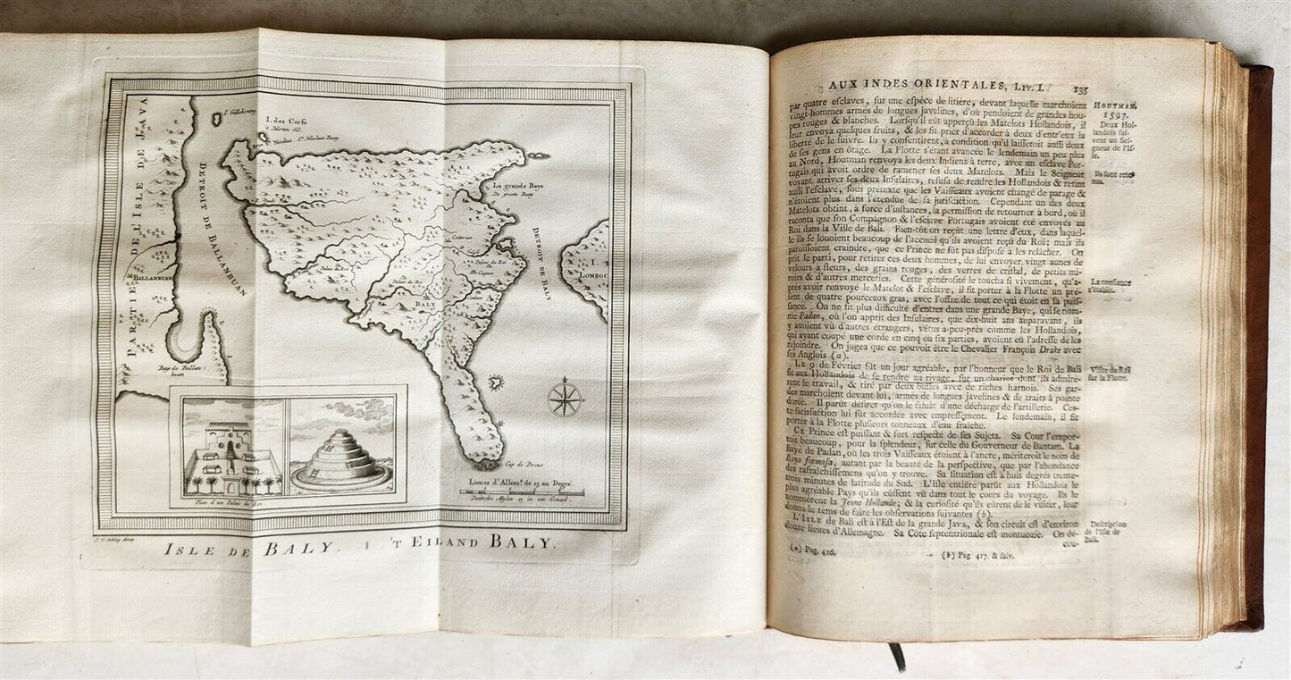 1753 PYLARD TRAVELS TO EAST INDIES antique Histoire generale des voyages ILLUSTR