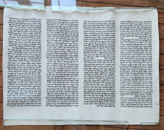 TORAH SCROLL FRAGMENT MANUSCRIPT on VELLUM antique BIBLE GENESIS 15:16-19:14